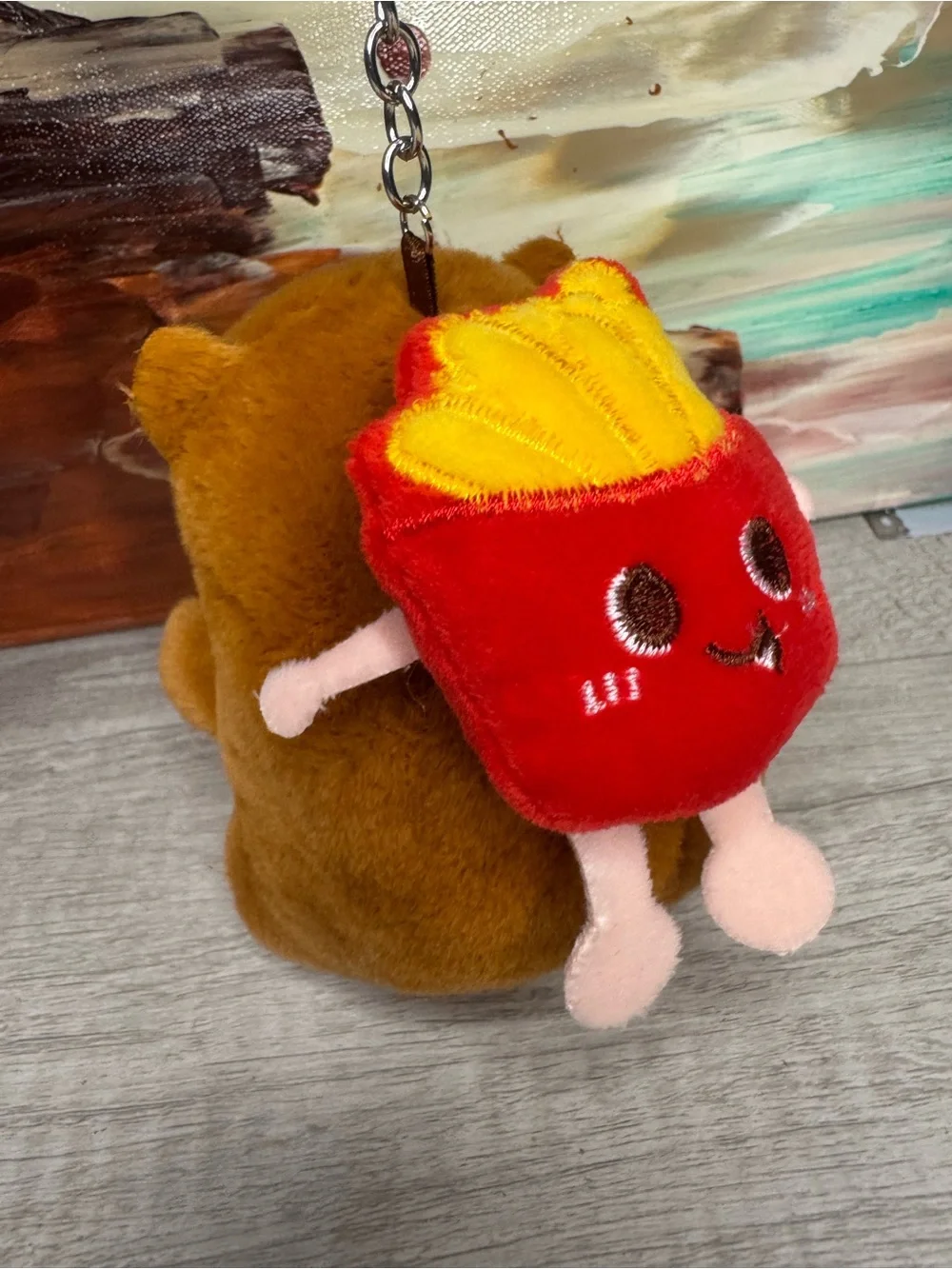Cute Capybara Plush Keychain w/ French Fries Backpack Charm